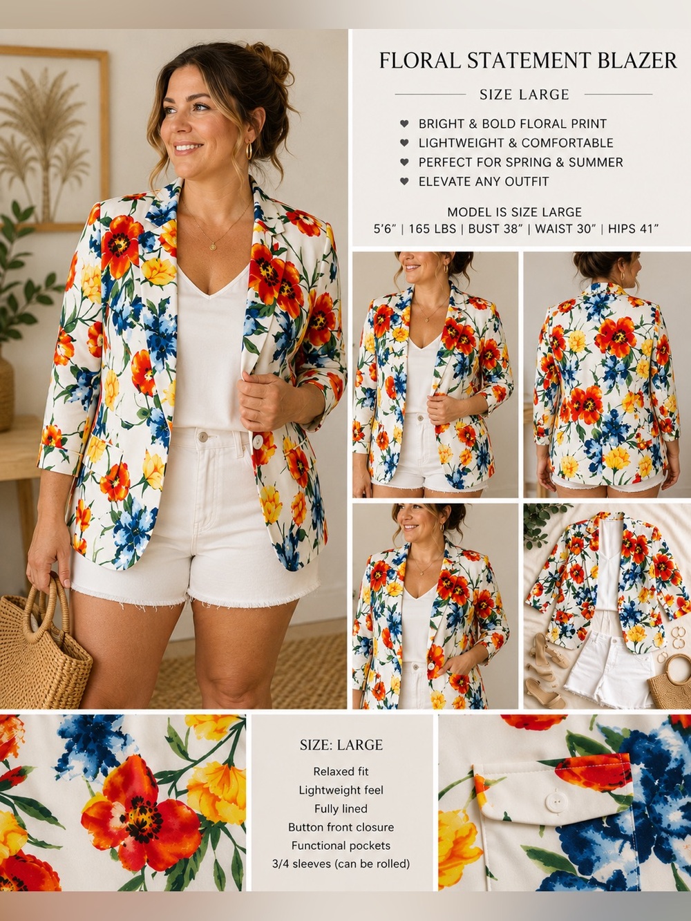 NYCC New York Clothing Co. Floral Blazer – Size Large